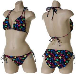   STYLE Multi Colored Starry String Bikini (Black/Neon) Clothing