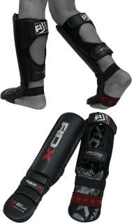 RDX Leather Shin instep pad MMA leg guard Kick Gloves M  