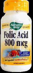 Folic Acid 800 mcg 100 caps by Natures Way  