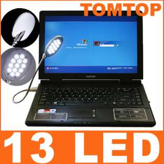 Bright 13 LED Flexible USB Light Desk Lamp for PC White  
