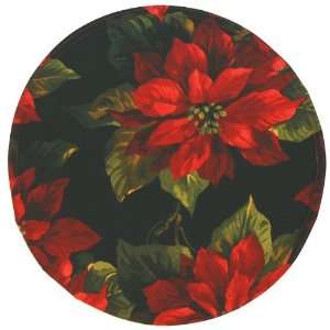  Poinsettia on Black Holiday Charger Center Round Placemat 