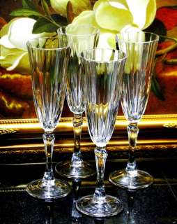 PC SET FLUTED WINE GLASSES Crystal Glass Sparkling Flutes TALL Italy 