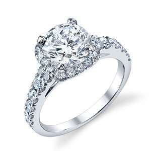   Ring Halo Round Cut Diamond Band Cushion Cut G H SI1   Engagement Ring