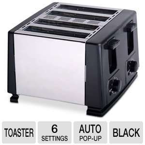 TS 284 4 Slice Toaster   Brushed Stainless Steel & Black Finish 
