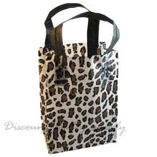  bags white frosted plastic bag with plastic handles leopard print 