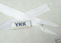 12) 20 Invisible Zippers~ Closed Bottom ~ White ~ YKK  