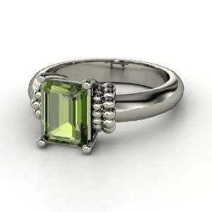   Ring, Emerald Cut Green Tourmaline Sterling Silver Ring Jewelry