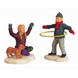  Lemax Village Holiday Hula Hoops Set Of 2 Figurines #92328 