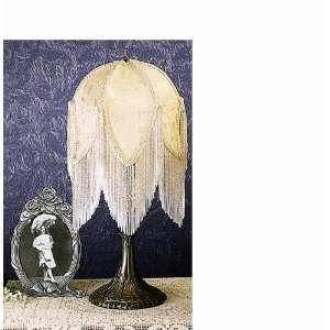  22H Tulip Fabric And Fringe Table Lamp