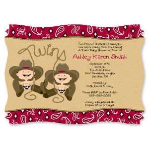  Twin Little Cowboys   Personalized Baby Shower Invitations 