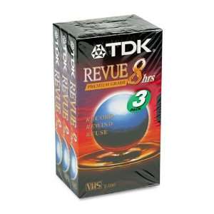 TDK Products   TDK   Standard Grade VHS Videotape Cassette, 8 Hours, 3 