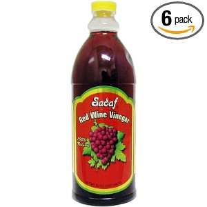 Sadaf Vinegar Red Wine, 32 Ounce (Pack of 6)  Grocery 