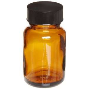 Chemglass CG 821 22 Glass Wide Mouth Amber Bottle with Vinyl/Pulp 