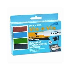  Expo Vis A Vis Chisel Tip Wet Erase Markers, 4 Colored Markers 
