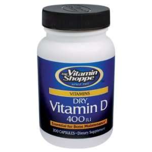  Vitamin Shoppe   Dry Vitamin D3, 400, 300 capsules Health 