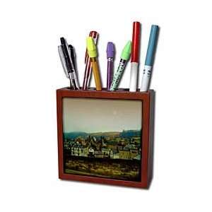   Wall Made to Look Like Miniature Buildings   Tile Pen Holders 5 inch