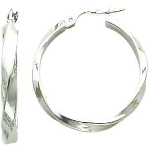  White gold Hoop Earrings Polished Jewelry New AB Jewelry